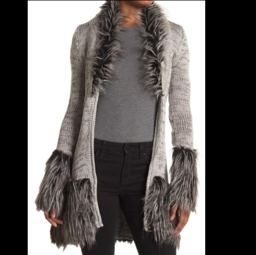 š«soldš«ertigo faux fur open front cardigan #002 - Picture 1 of 5